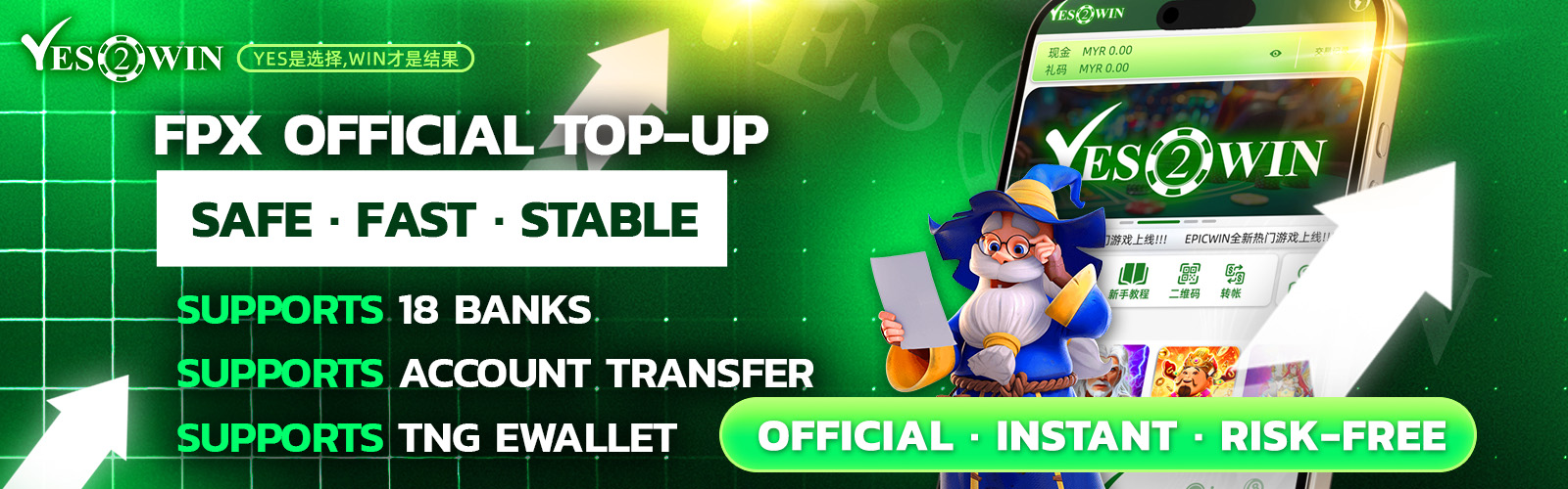 Yes2Win online slots promotion banner